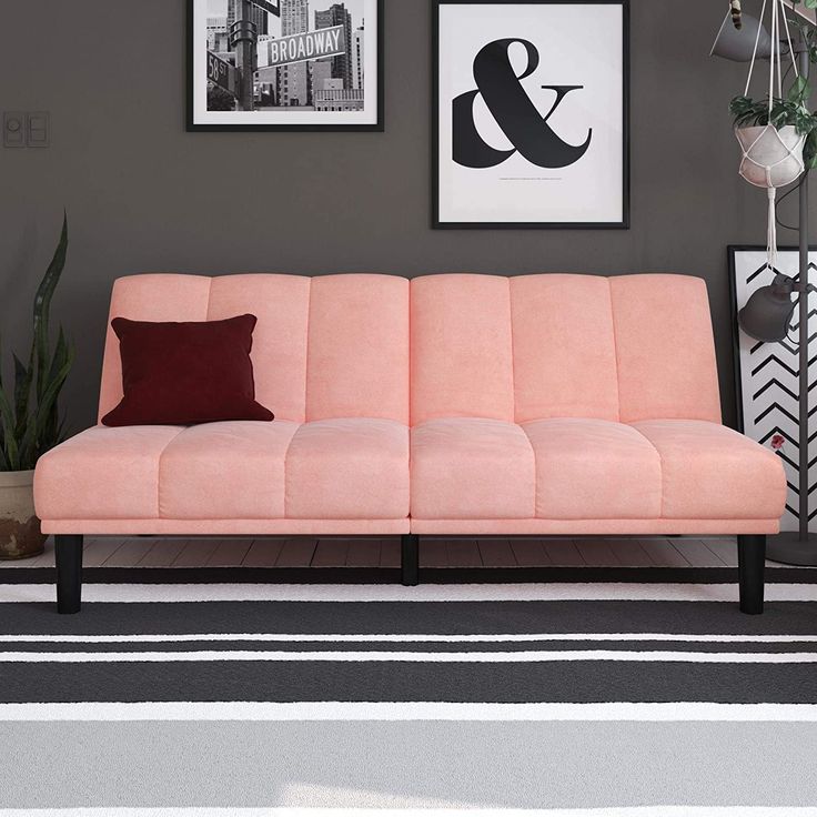 Mainstay Channel Cushion Futon, Multiple Colors, Pink