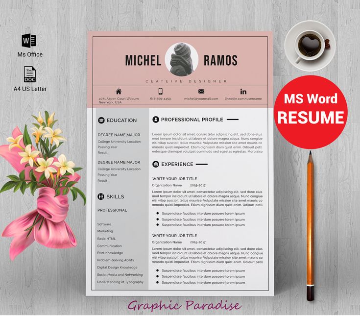 Professional resume template instant download| MS word resume template| Resume with photo and cover letter| A4 and US Letter| resume for mac
