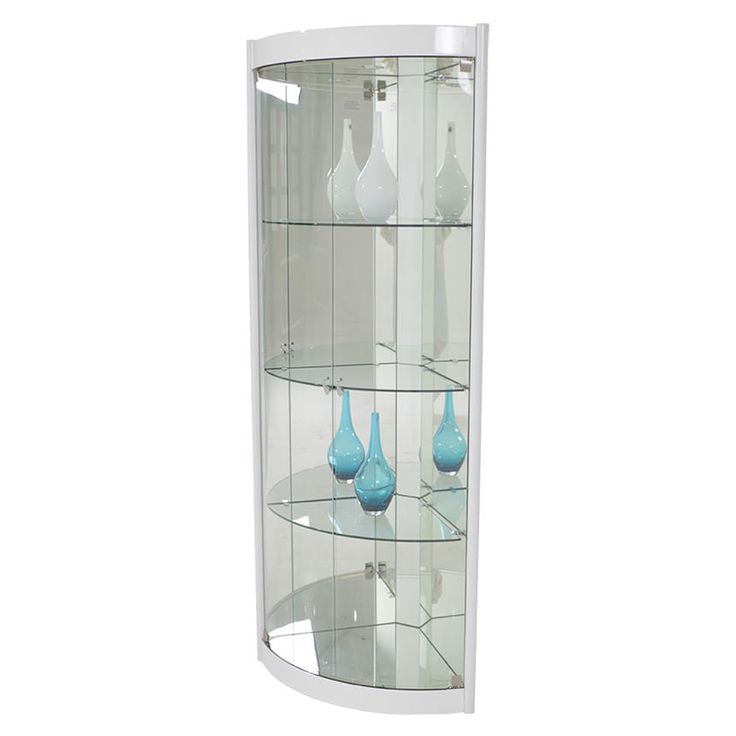 Timney White Corner Curio Modern Shelving Glass Cabinets Timney White Corner Curio, Curio Cabinet Corner Unit