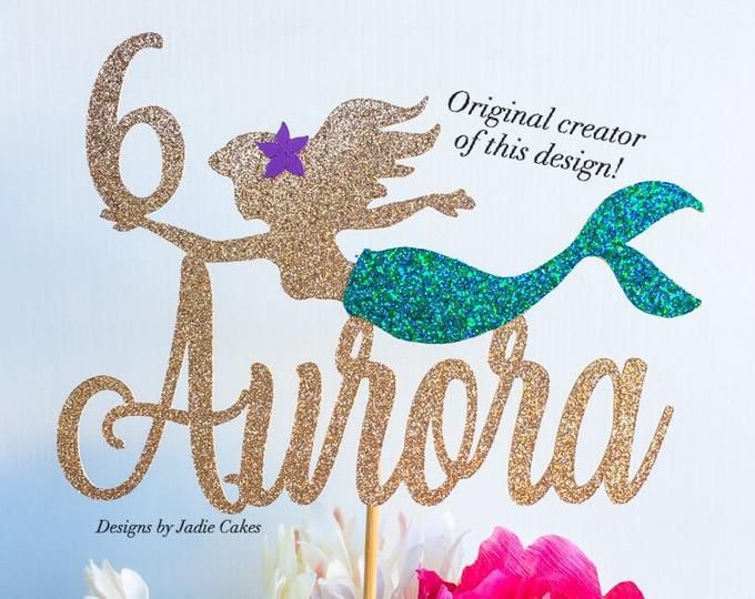 Starfish Mermaid Happy birthday Cake Toppers Cupcake Baby Shower DIY Gifts ha