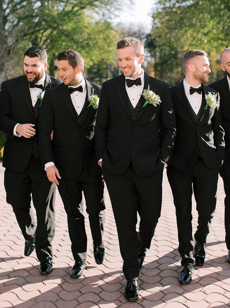 Groom and Groomsman in black tie | Groomsmen outfits, Groomsmen in