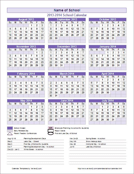 calendars for every year