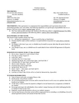 Private tutoring contract (word doc). Save yourself from headaches and make tutoring easier for everyone! :)