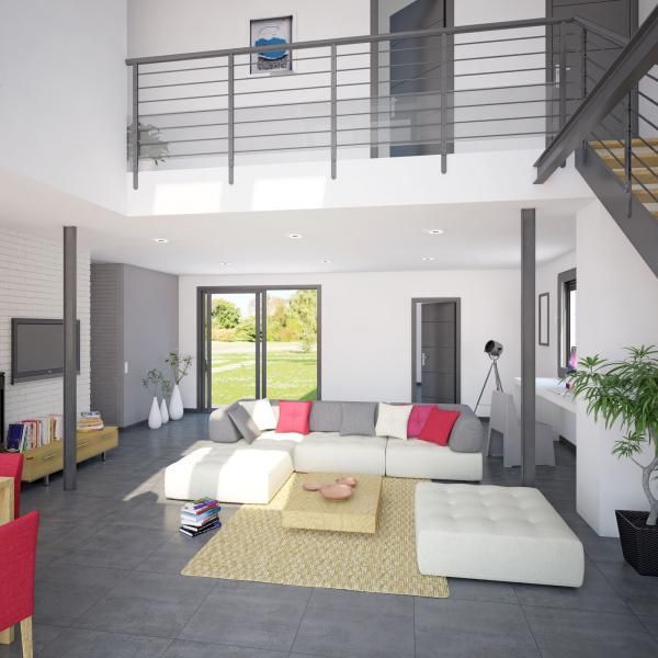 plan maison contemporaine avec mezzanine