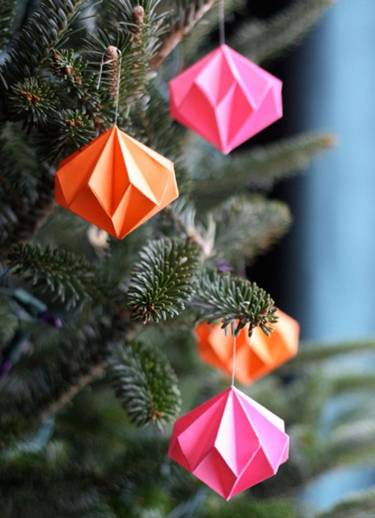 24 DIY Christmas Tree Ornaments Crafts Origami christmas ornament