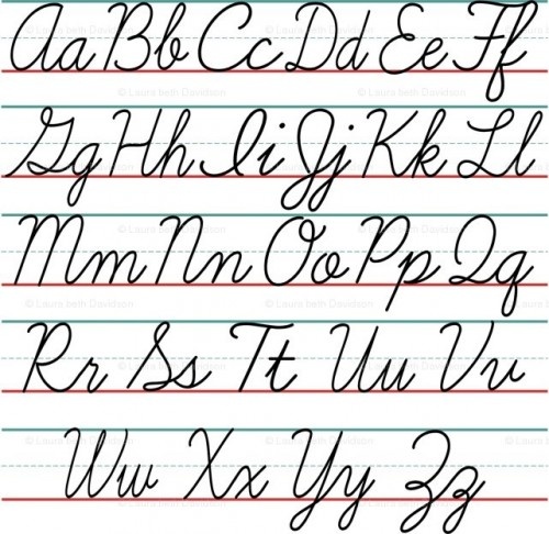 alphabet on lined paper