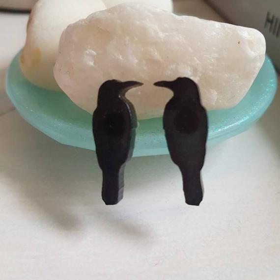 Matte Black Raven Crow Silhouette Dangle Earrings It S Just So You Crow Silhouette Raven Pendant Dangle Earrings