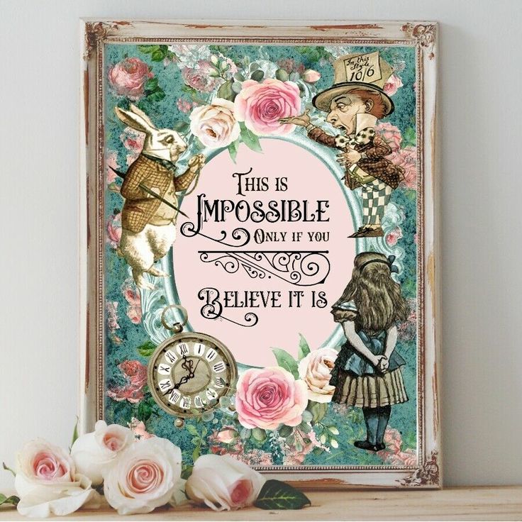 Alice in Wonderland Print, Impossible Quote Wonderland, Nursery Wall Alice in Wonderland Print, Impossible Quote Wonderland, Nursery Wall