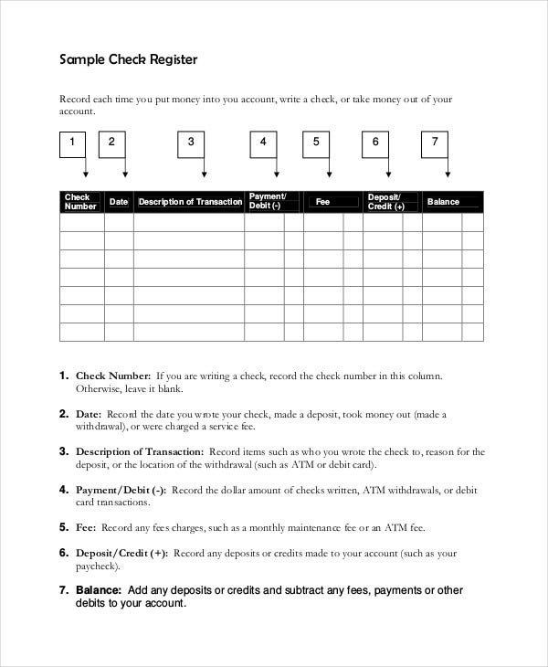 Checkbook Register Worksheet Excel Templates