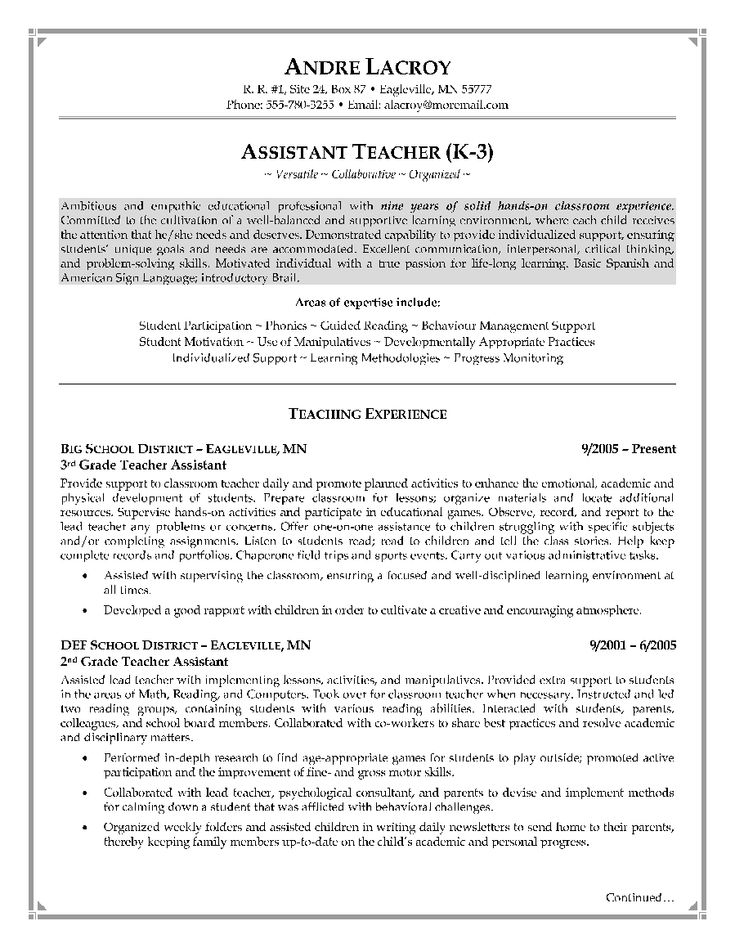 Teacher Assistant Resume Objective - http://www.resumecareer.info/teacher-assistant-resume-objective-7/