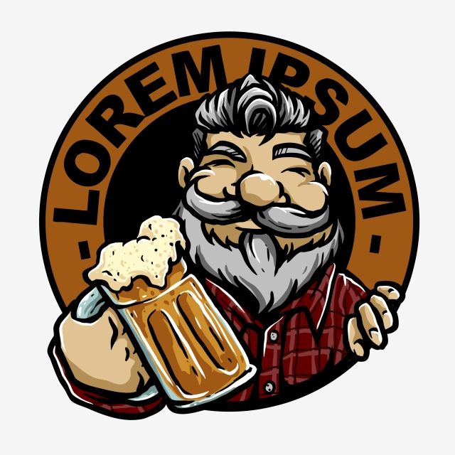 Bearded Man With A Glass Of Root Beer Vector Badge Design, Logo, Banner, Clip PNG Transparent ...