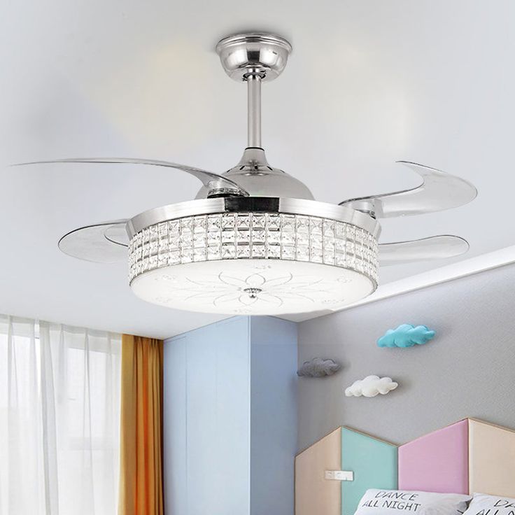 Crystal Round Ceiling Fan Light Contemporary Led Mounted Fixture In Silver Gold With Remote Control Wal 2022 Walls Crystal Round Ceiling Fan Light, Avion Remote Control For Ceiling Fan