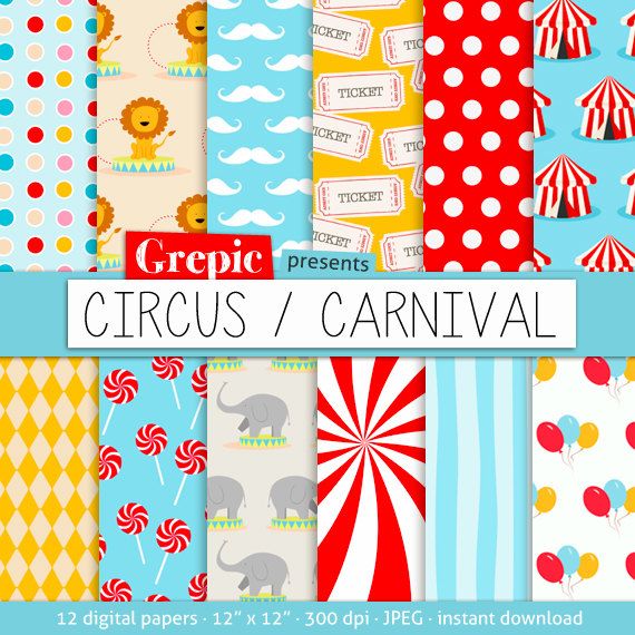 digital paper circus circus carnival with circus by grepic