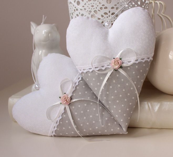 Deko-Objekte - Süße Osterdeko - 2 Herzen und Häschen, Shabby Chic - ein Desig...