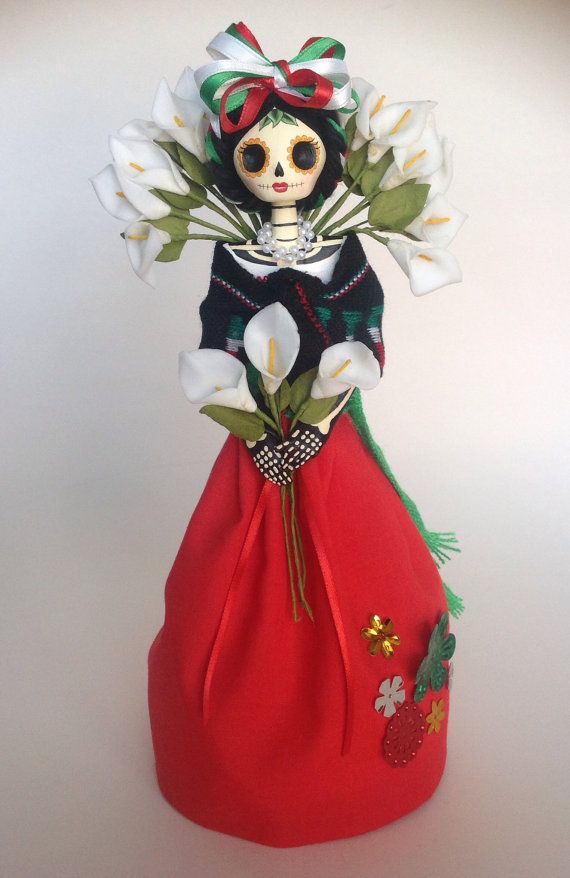 mexicana vendedora de alcatraces catrina de papel mache mexico christmas ornament craft