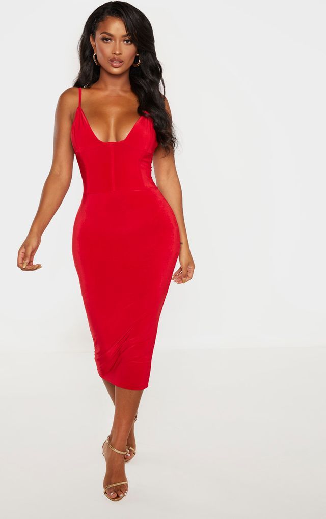 Red colour midi sale