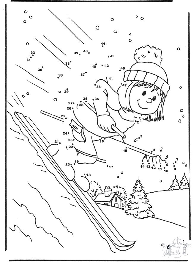 Number drawing ski - Winter Sports | Sports coloring pages, Winter