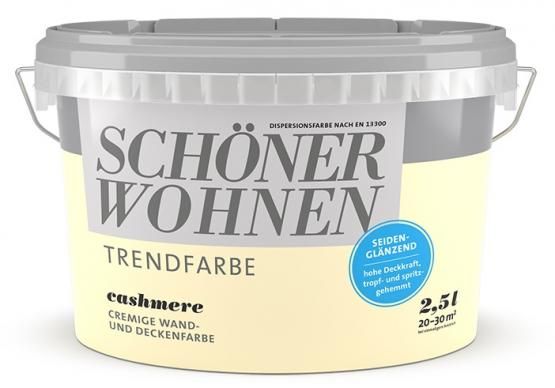 Schöner Wohnen Trendfarbe Wandfarbe Deckenfarbe cashmere seidenglänzend