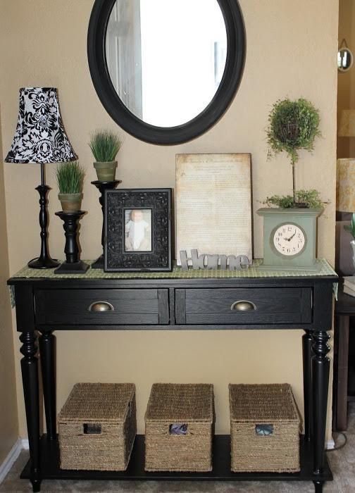 Entryway Decorations Paint My Old Sofa Table Black And Put Across Entryway Decorations Paint My Old Sofa Table Black And Put Across From Front Door By Book Shelves Decorable Pinterest Decor