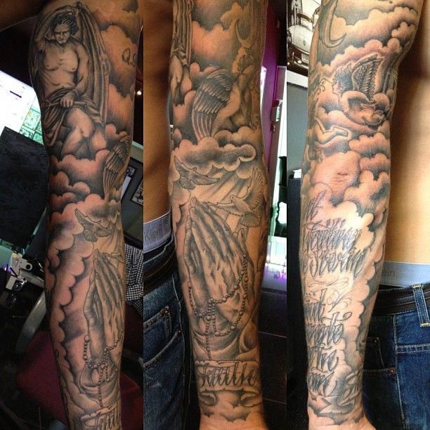 Praying hands tattoo by Gold Frank of Leeds tattoo studio Brotherhood. Come and ...