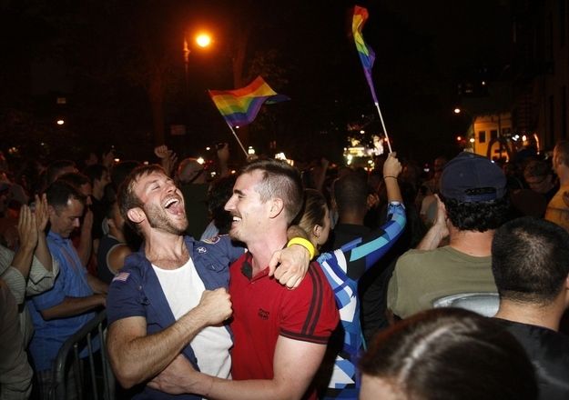 On the night of June 24, people celebrated the passage of gay marriage at the hi...