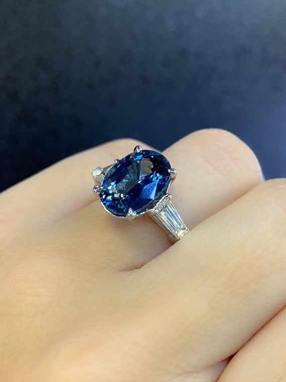 Solid 14K Gold Natural Blue Sapphire Ring Gift For Women Cocktail Ring Designer Ring December Birthstone