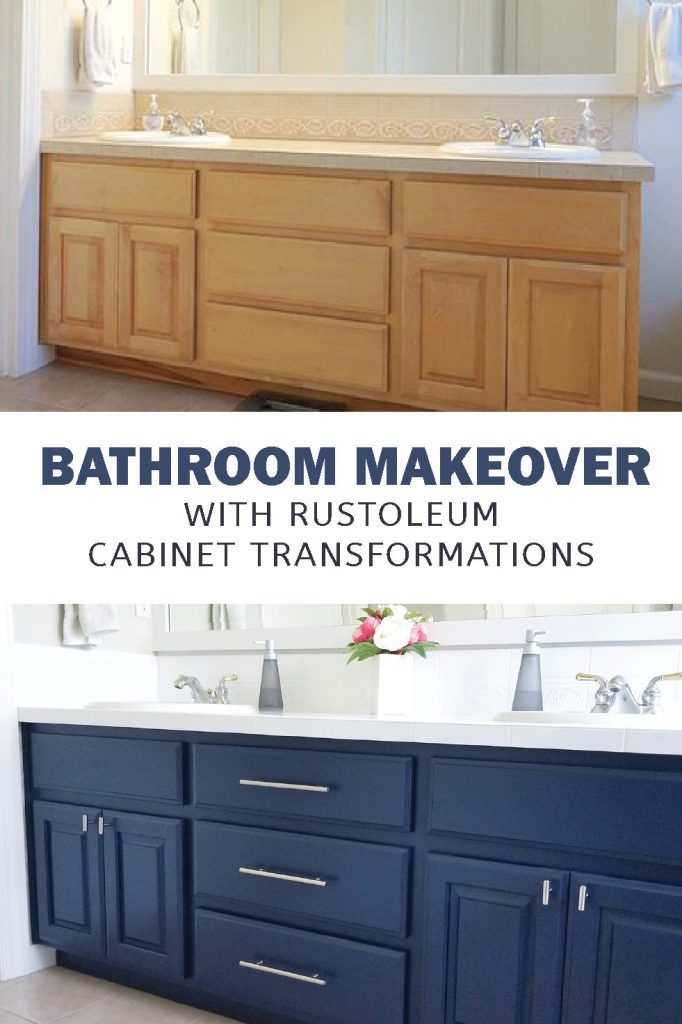 Rust Oleum Cabinet Transformation Bathroom Makeover Navy Blue Painted Vanity Painting Cabinets Rustoleum Painting Bathroom Cabinets, Bathroom Cabinet Paint Kit