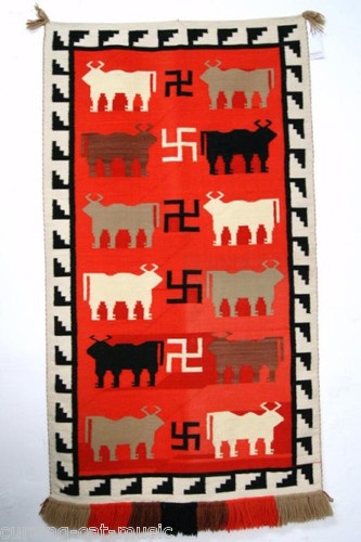 12 Best Navaho Rugs Cow Motif Images On Pinterest Navajo Rare Vintage Navajo Pictorial Tapestry Rug With Bulls Rolling Logs Ebay