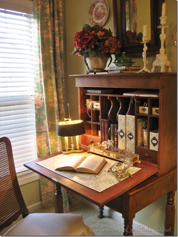 Another Frenchy Chair...and...A Look Inside My Antique Plantation Great storage compartments in this desk! Plus, it folds up to save space - what more could you want? - Another Frenchy Chair...and...A Look Inside My Antique Plantation