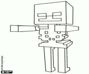 skeleton hostile creature from minecraft coloring page