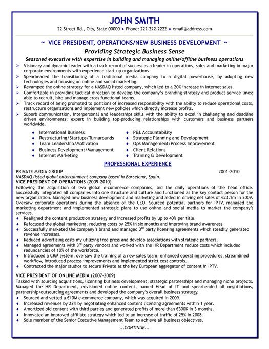 Click Here to Download this Vice President of Operations Resume Template! http://www.resumetemplates101.com/Executive-resume-templates/Template-177/