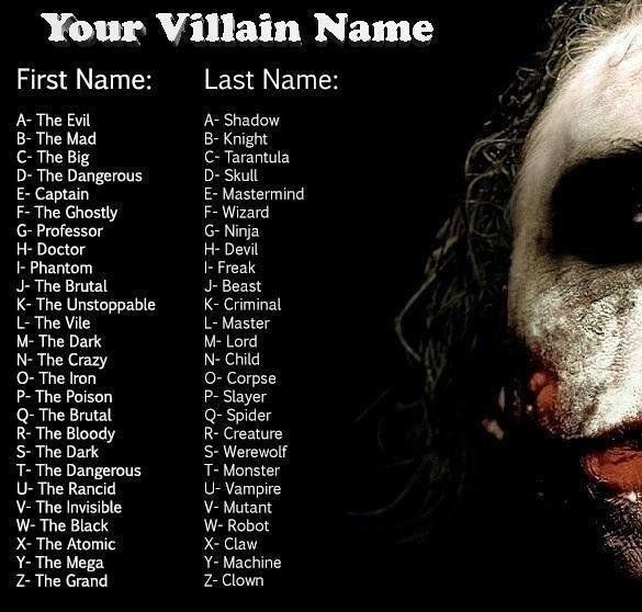 Your Bad Guy Name Google Search Villain Names Name Generator Your Bad Guy Name Google Search Villain Names Name Generator