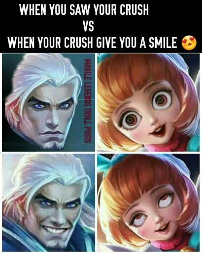 an image of two different faces with the caption saying when you saw your crush