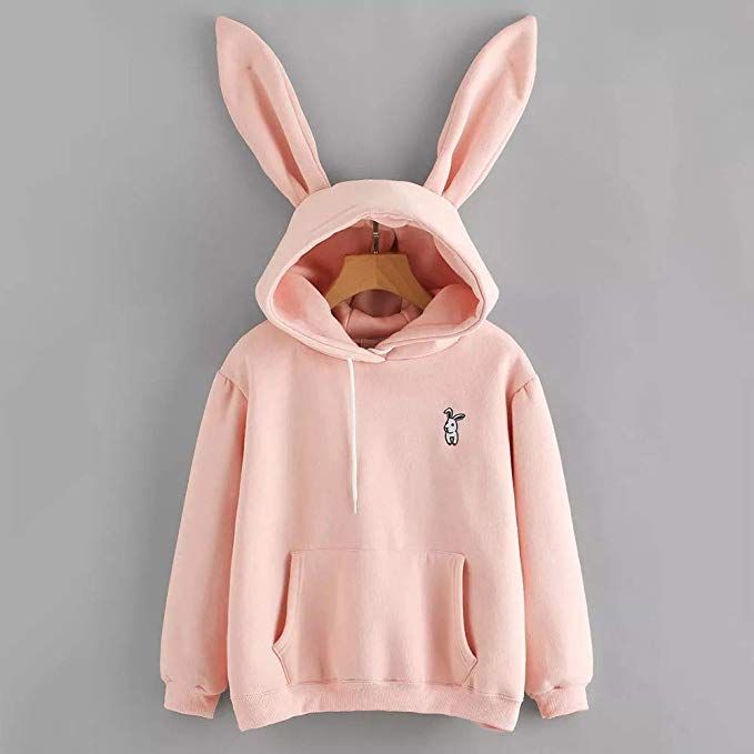 Women Girl Hoodie Pullover Sweatshirt Sweet Cute Hooded Bunny Ear Top Kawaii