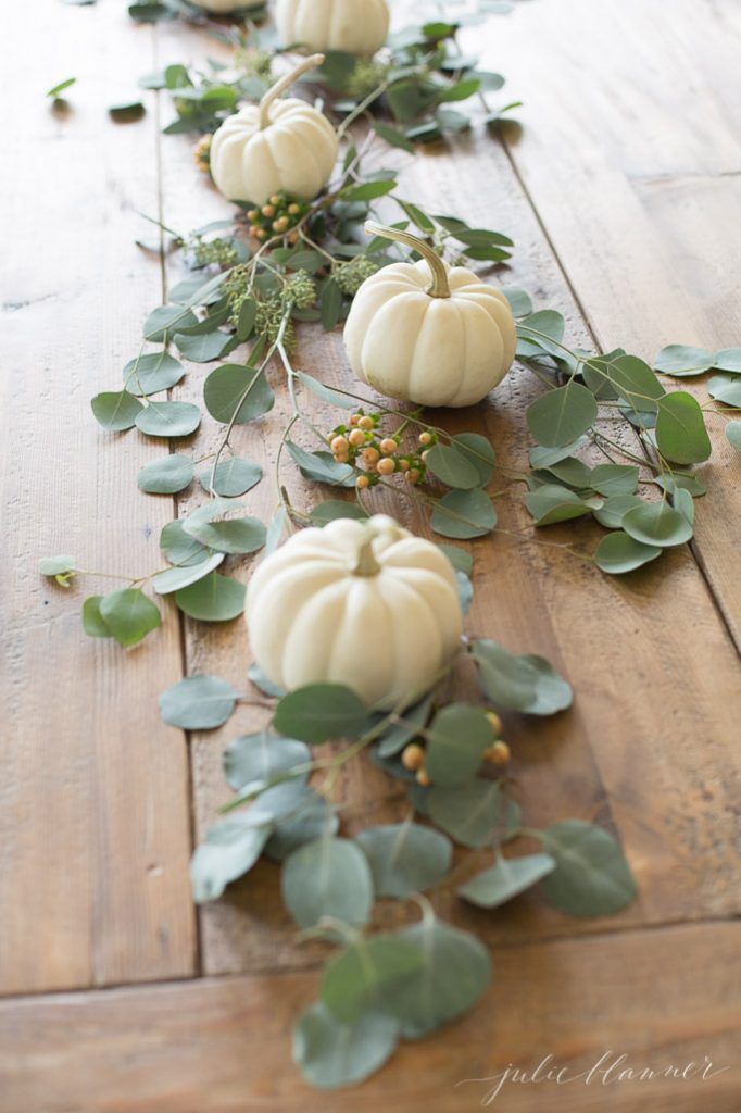 I M So Excited To Share Another 5 Minute Centerpiece With You A Mini Pumpkin Pumpkin Table Runner Thanksgiving Table Decorations Thanksgiving Table Settings