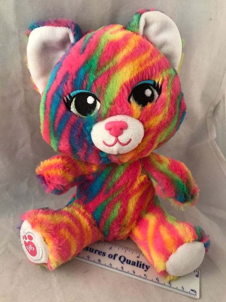 *SOLD* Build a Bear BAB Buddies 8" rainbow Tiger Cat EXC Plush stuffed
