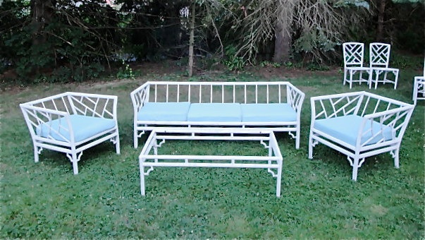 Vintage Aluminum Faux Bamboo Sofa Pair Of Club Chairs And Cocktail Table 995 00 Via Colorful Patio Furniture Teak - Vintage Metal Bamboo Patio Furniture Vintage Aluminum Faux Bamboo Sofa Pair Of Club Chairs And Cocktail Table 995 00 Via Colorful Patio Furniture Teak - Vintage Metal Bamboo Patio Furniture