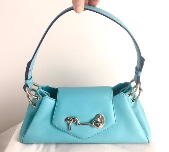 Authentic Tanner Krolle-london Turquoise Leather Handbag Made - Etsy ...