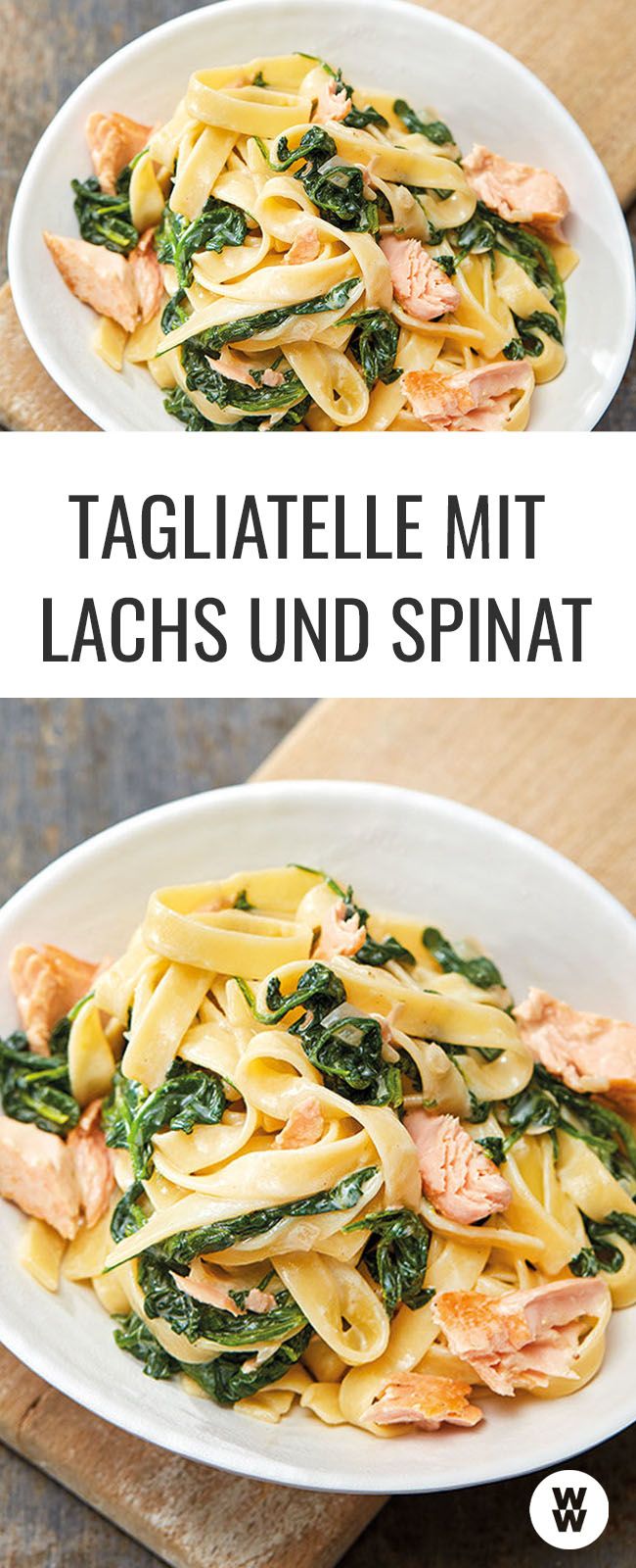 Tagliatelle mit Lachs und Spinat