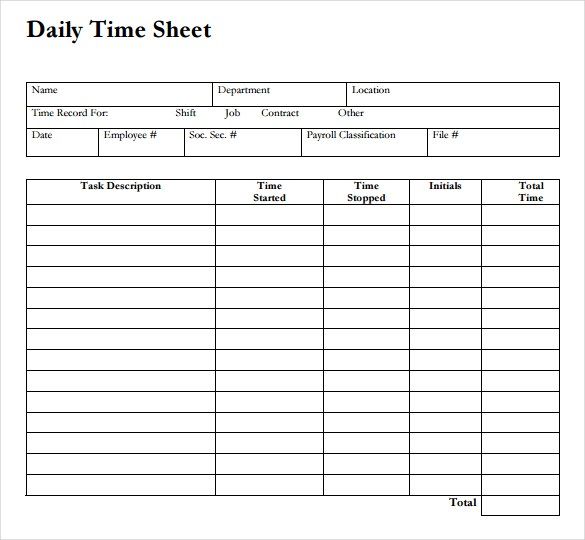 blank time sheet