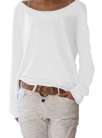 VERYVOGA Einfarbig Kunstseide Baumwolle U-Boot-Ausschnitt Pullover. #VERYVOGA #E...
