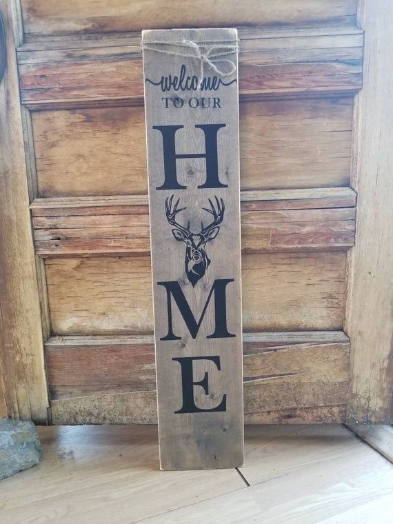Porch Sign Buck Wooden Welcome Sign Canada Hunting Decor Etsy Wooden Welcome Signs Hunting Decor Diy Wood Signs