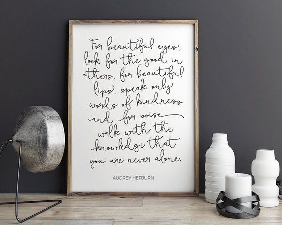 Audrey Hepburn Quote For Beautiful Eyes Canvas Wall Art Picture Print