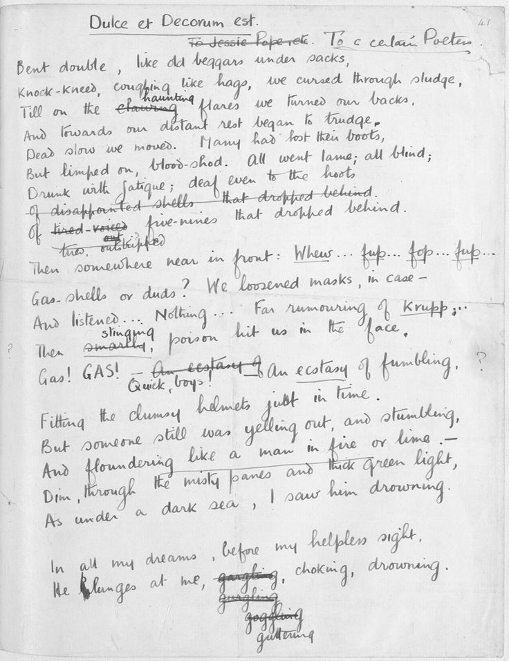 owens dulce et decorum est essay Dulce et decorum esti have chosen to review the poem dulce et decorum est by wilfred owen the poem is about the horrors of world war one that the soldiers would have to live though during the war dulce et decorum est follows the group of soldiers. owens dulce et decorum est essay Dulce et decorum esti have chosen to review the poem dulce et decorum est by wilfred owen the poem is about the horrors of world war one that the soldiers would have to live though during the war dulce et decorum est follows the group of soldiers.