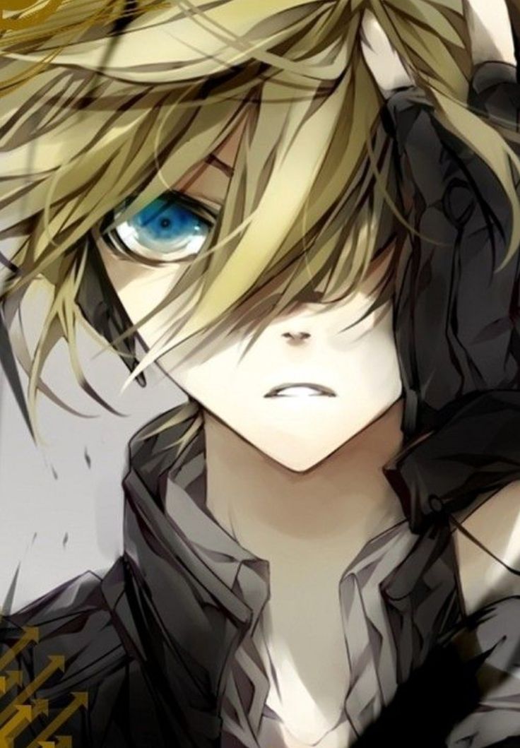 Anime boy with blond hair and green eyes