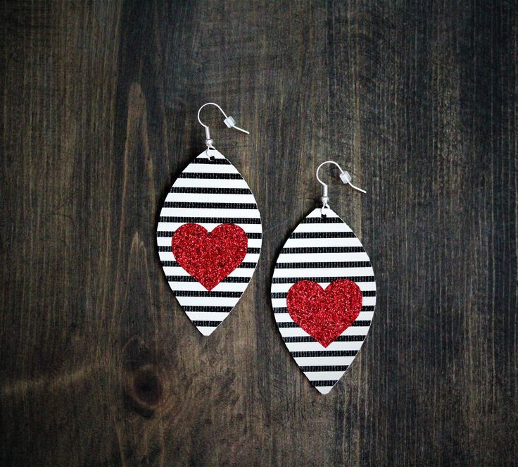Valentine/'s Day gift animal print earrings lightweight earrings red leather earrings Valentines Day earrings heart earrings