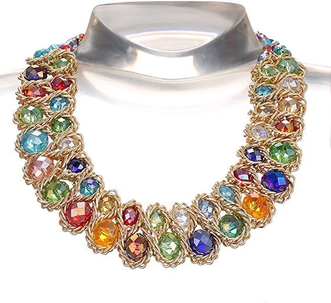 Exotic Crystal Choker Chunky Jewelry Women Statement Chain Pendant Bib Necklace Exotic Crystal Choker Chunky Jewelry Women Statement Chain Pendant Bib Necklace