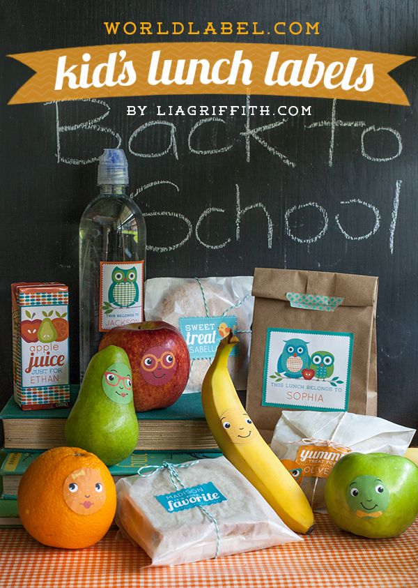 Download a FREE set of lunchbox labels from LiaGriffith.com! These are SO cute and can be personalized with your child's name! The PDF uses a free font from fontsquirrel.com called Quicksand. Be sure to click here to download it and install bef