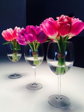 DIY zu Ostern: Tulpen Tischdeko im Weinglas DIY zu Ostern: Tulpen Tischdeko im Weinglas