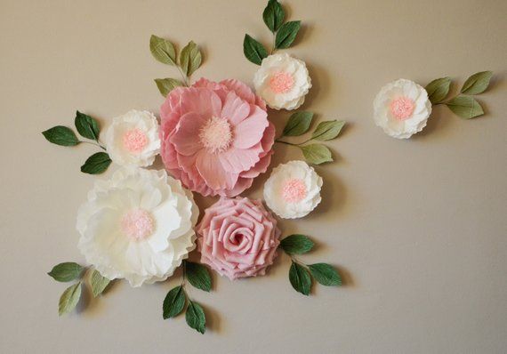 Paper Flowers Wedding Decor Set Paper Flowers Large Paper Flowers